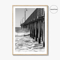 Cayucos Black and White Fine Art Photo Print, Estero Bay Pier, California Poster