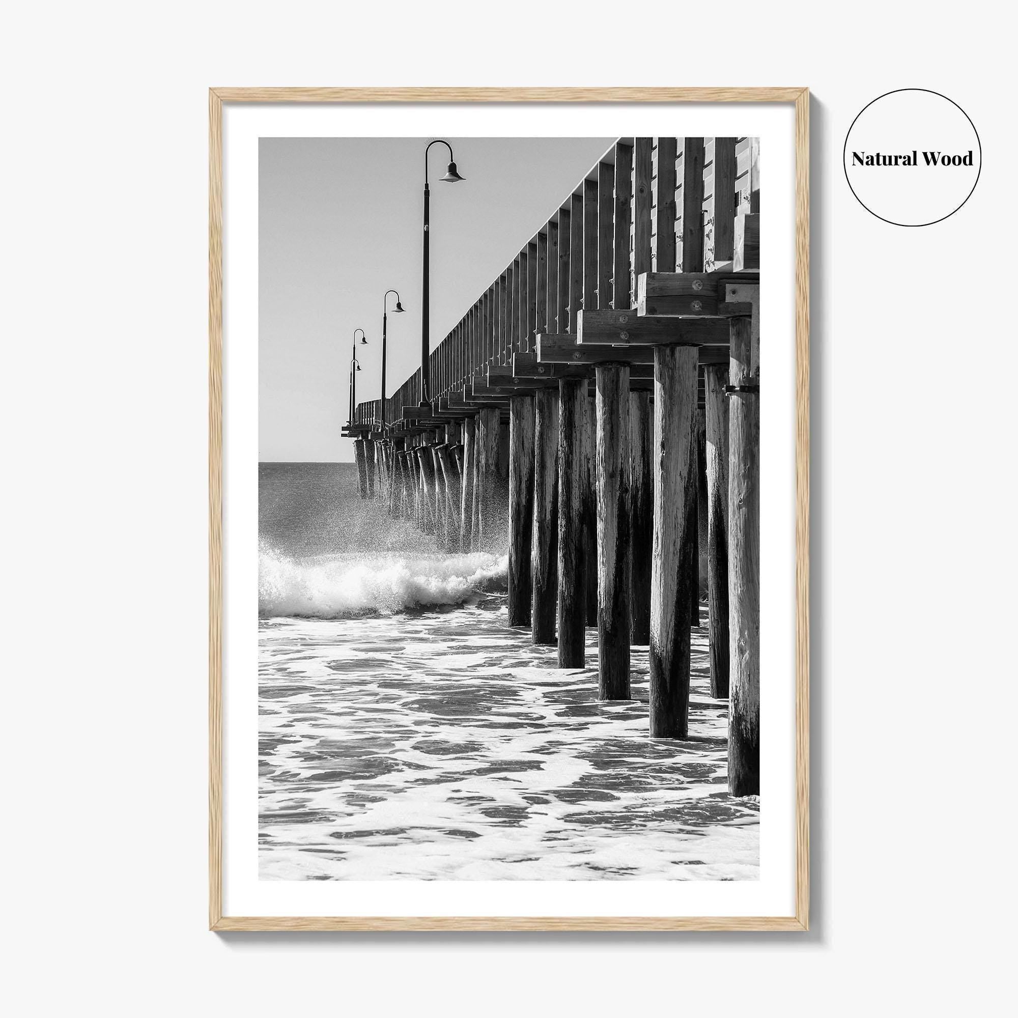 Cayucos Black and White Fine Art Photo Print, Estero Bay Pier, California Poster