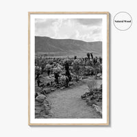 Joshua Tree Black and White Fine Art Photo Print, Cholla Cactus Garden California Poster