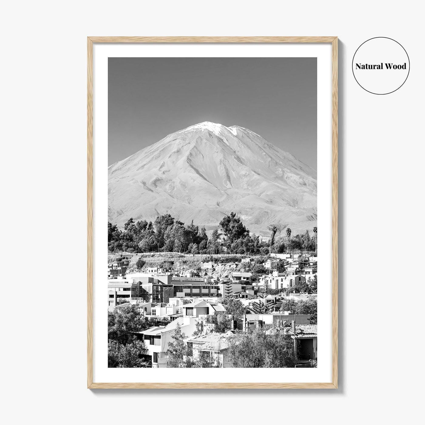 Arequipa Black and White Fine Art Photo Print, El Misti Volcano, Peru Poster