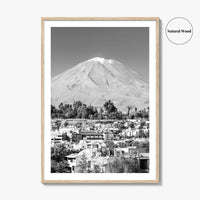 Arequipa Black and White Fine Art Photo Print, El Misti Volcano, Peru Poster