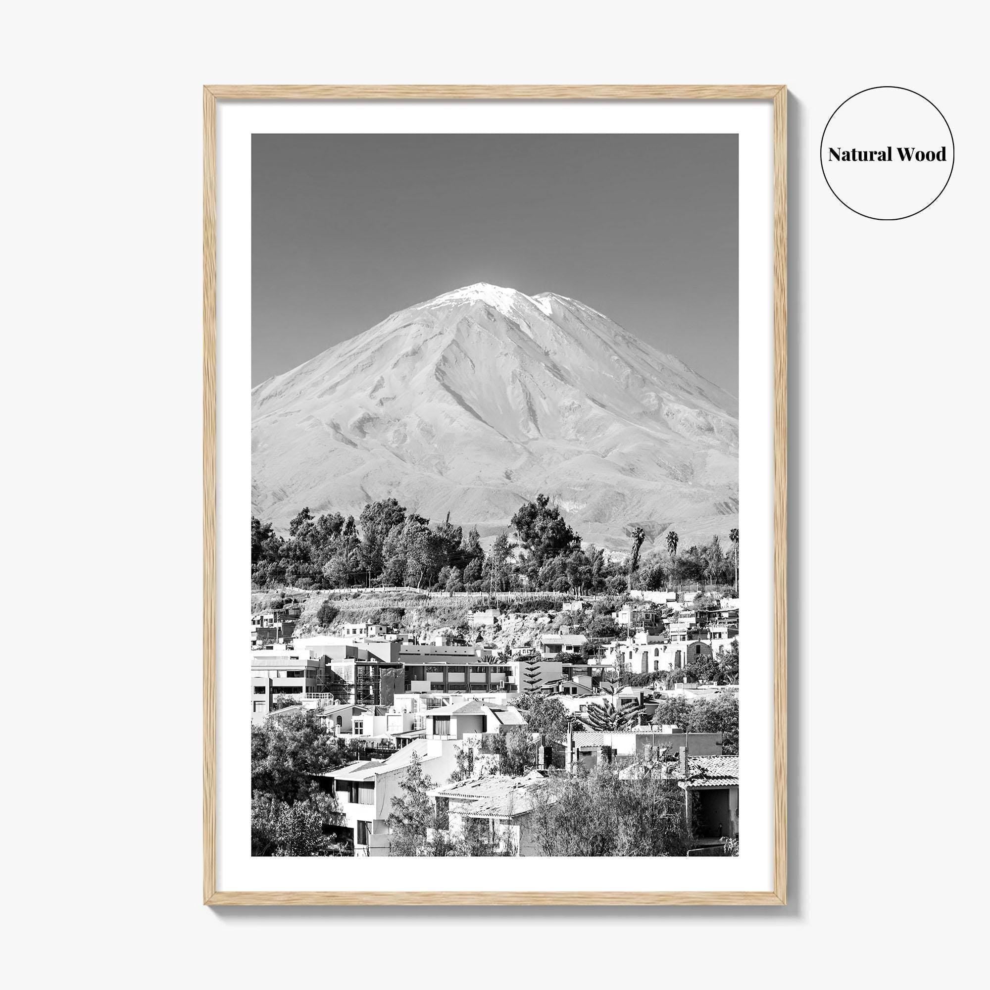 Arequipa Black and White Fine Art Photo Print, El Misti Volcano, Peru Poster