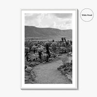 Joshua Tree Black and White Fine Art Photo Print, Cholla Cactus Garden California Poster