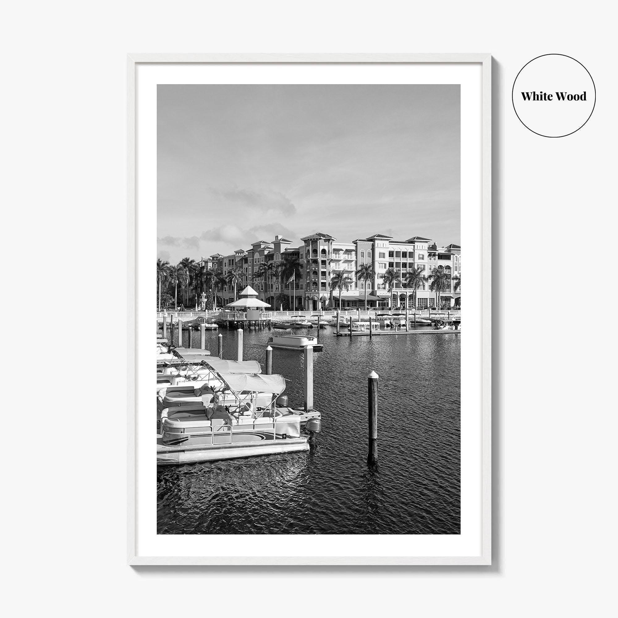 Naples Florida Black and White Fine Art Photo Print, Tamiami Trail Marina Poster