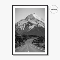 Aoraki Mount Cook Black and White Fine Art Photo Print, New Zealand Poster