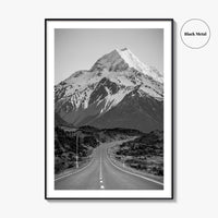 Aoraki Mount Cook Black and White Fine Art Photo Print, New Zealand Poster