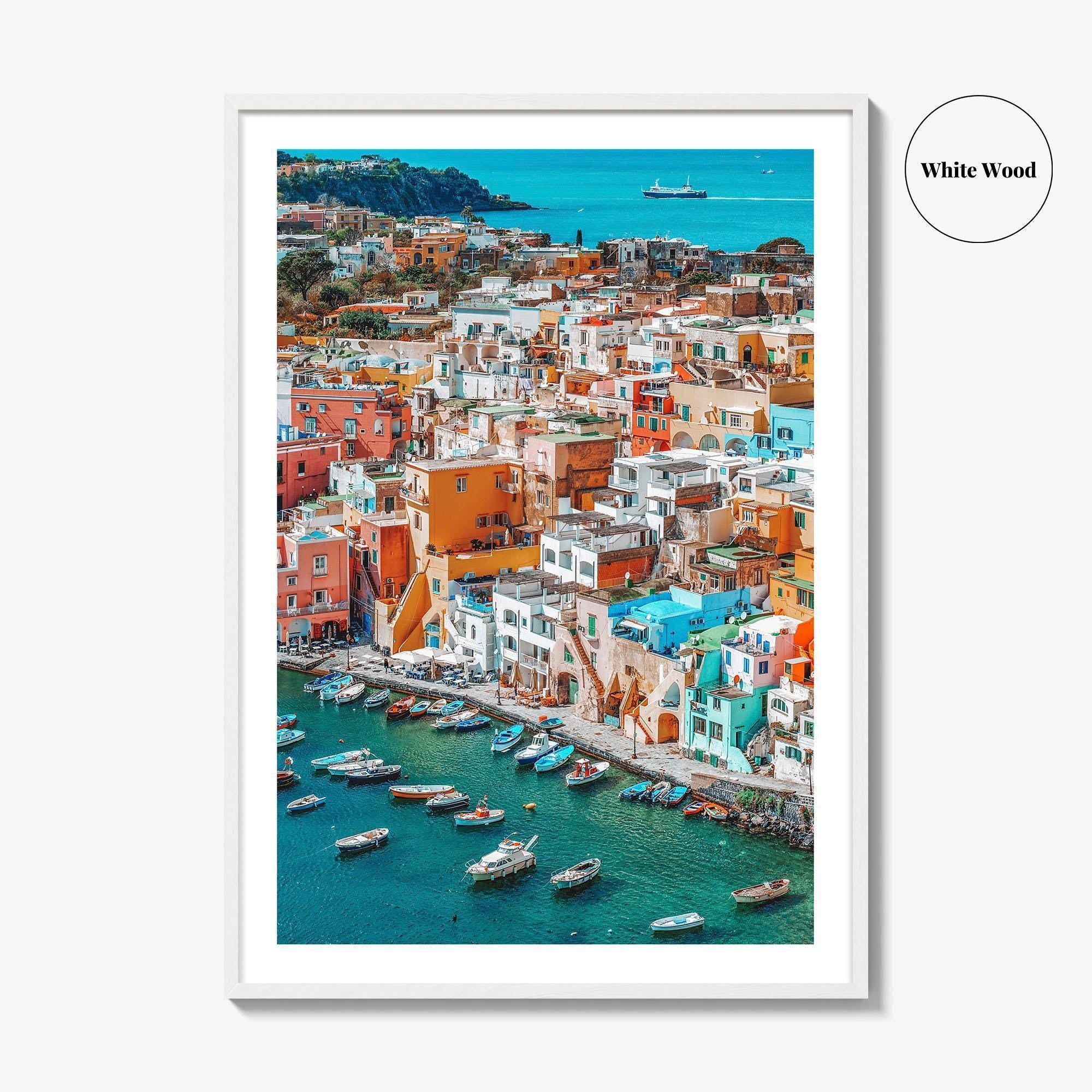 Naples Italy Fine Art Photo Print, Procida Island Old Town Port, Wall Poster