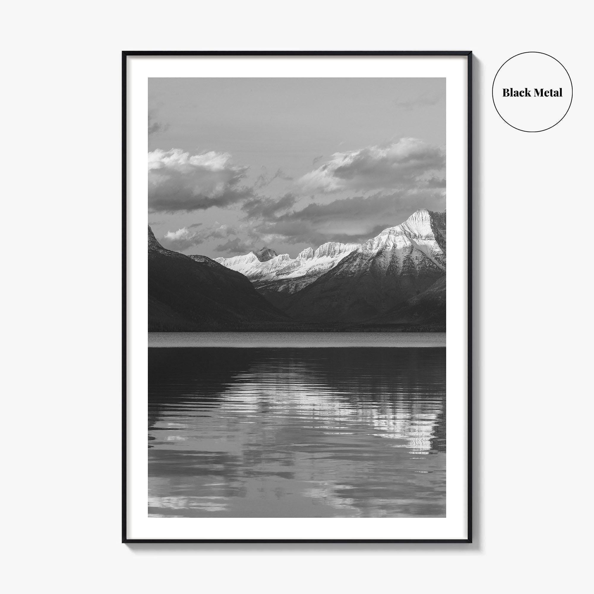 Glacier National Park Black and White Fine Art Photo Print, Montana Wall Poster, USA