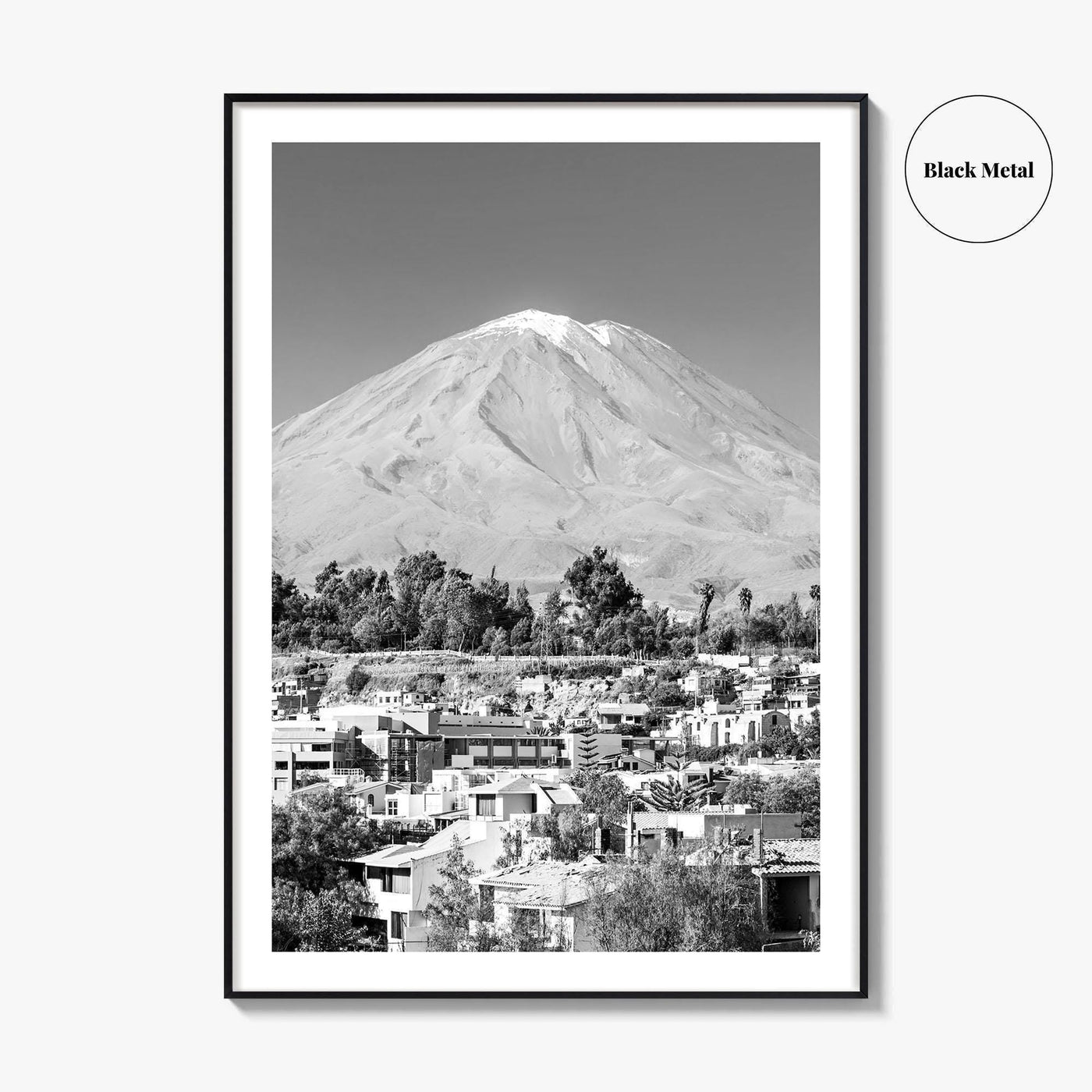 Arequipa Black and White Fine Art Photo Print, El Misti Volcano, Peru Poster