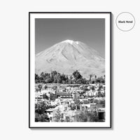 Arequipa Black and White Fine Art Photo Print, El Misti Volcano, Peru Poster