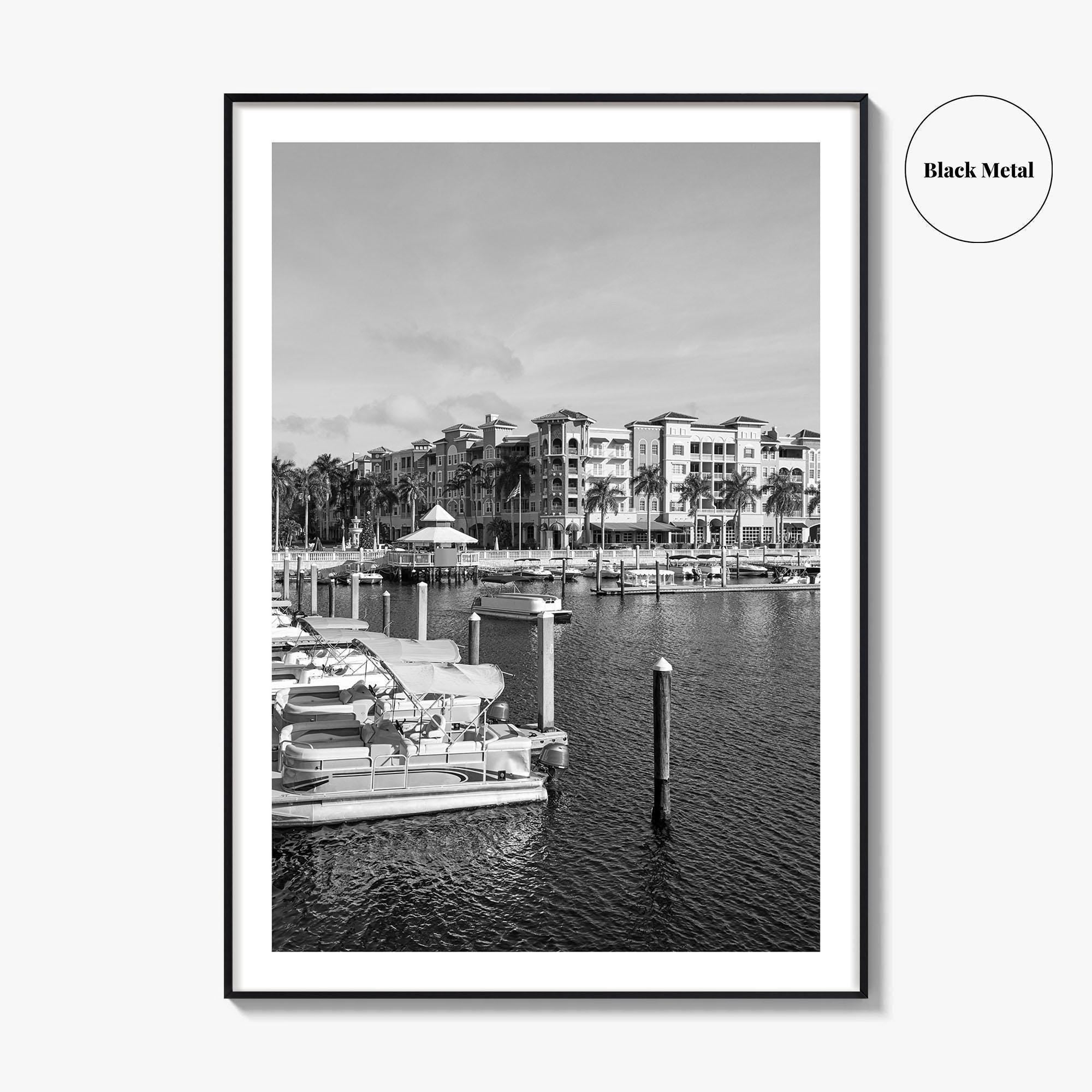 Naples Florida Black and White Fine Art Photo Print, Tamiami Trail Marina Poster
