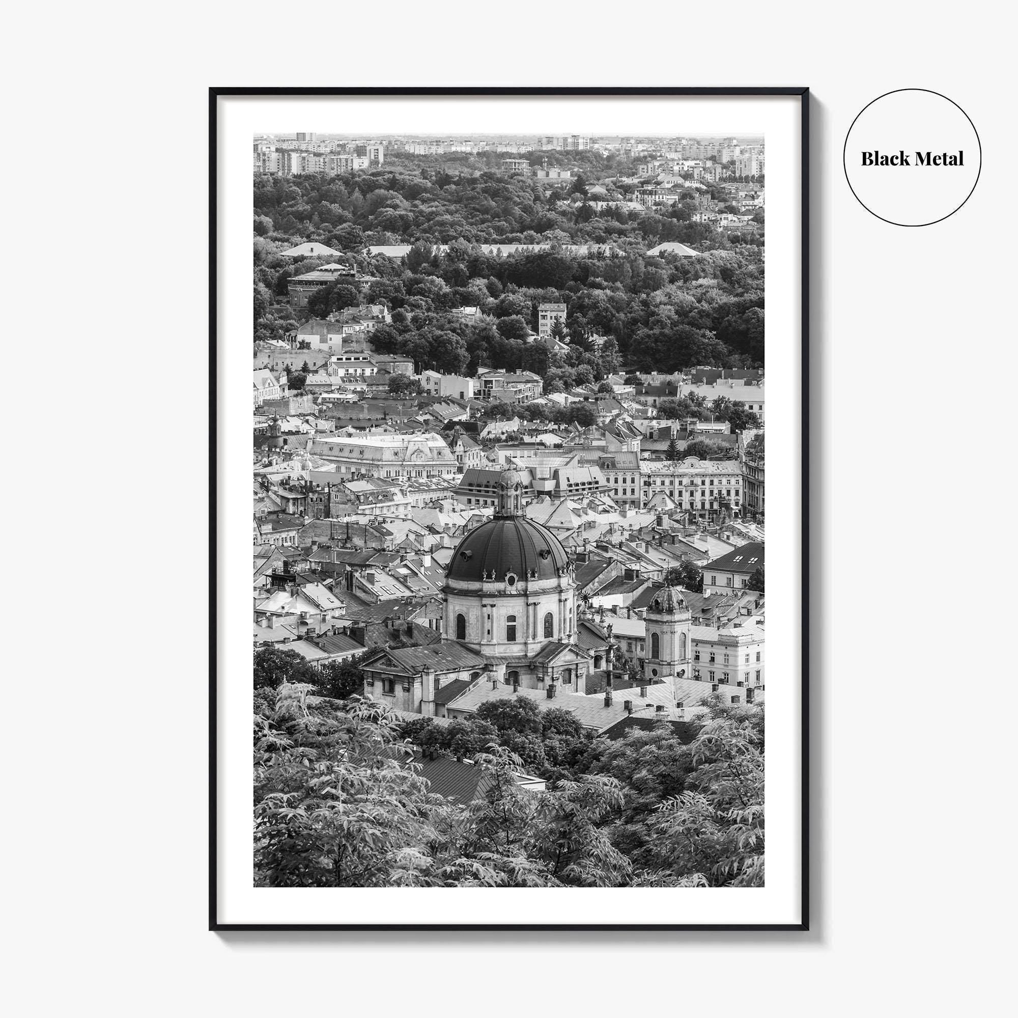 Lviv Black and White Fine Art Photo Print, Historic City Center, Ukraine Poster