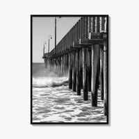 Cayucos Black and White Fine Art Photo Print, Estero Bay Pier, California Poster