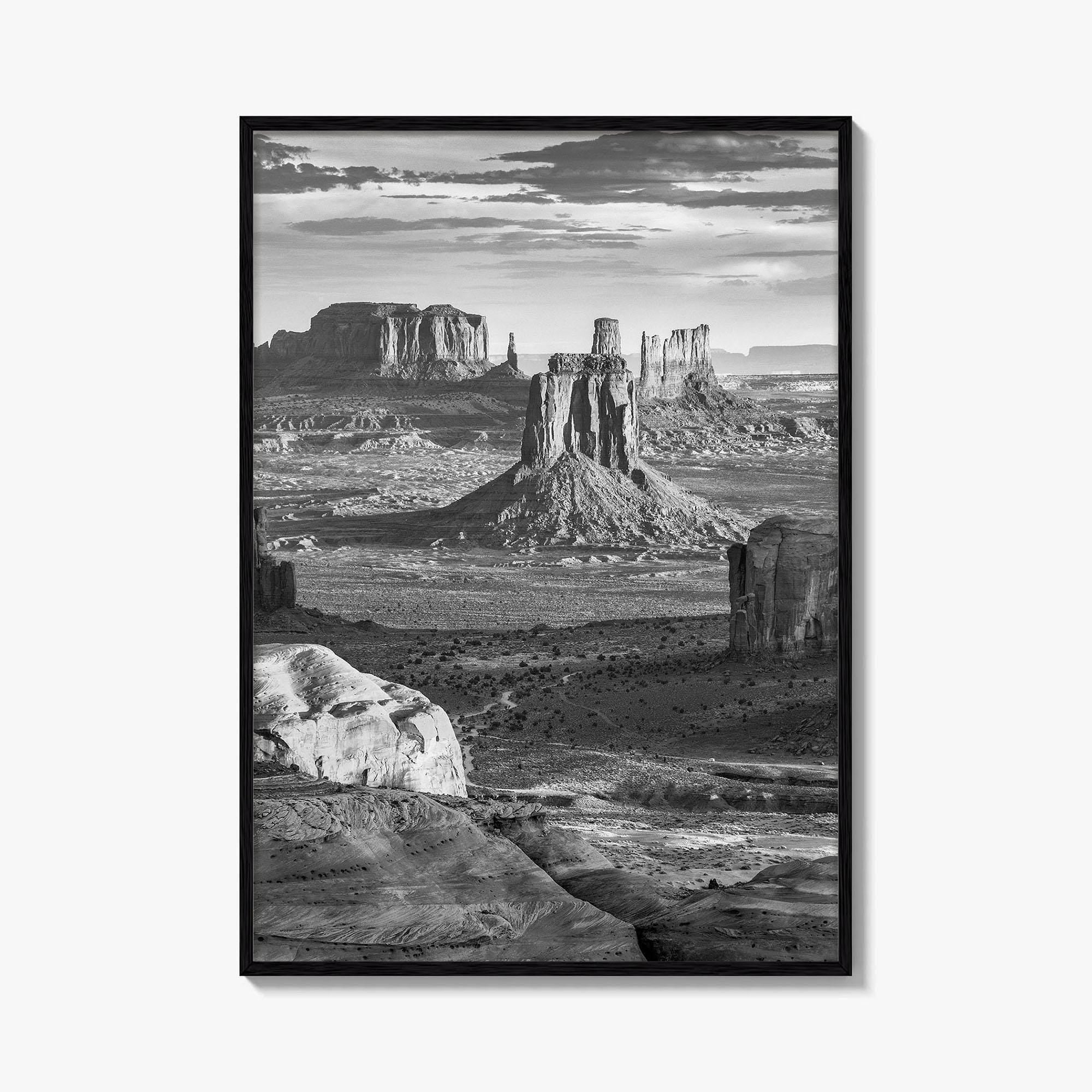 Monument Valley Black and White Fine Art Photo Print, Hunts Mesa Arizona Poster