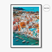 Naples Italy Fine Art Photo Print, Procida Island Old Town Port, Wall Poster