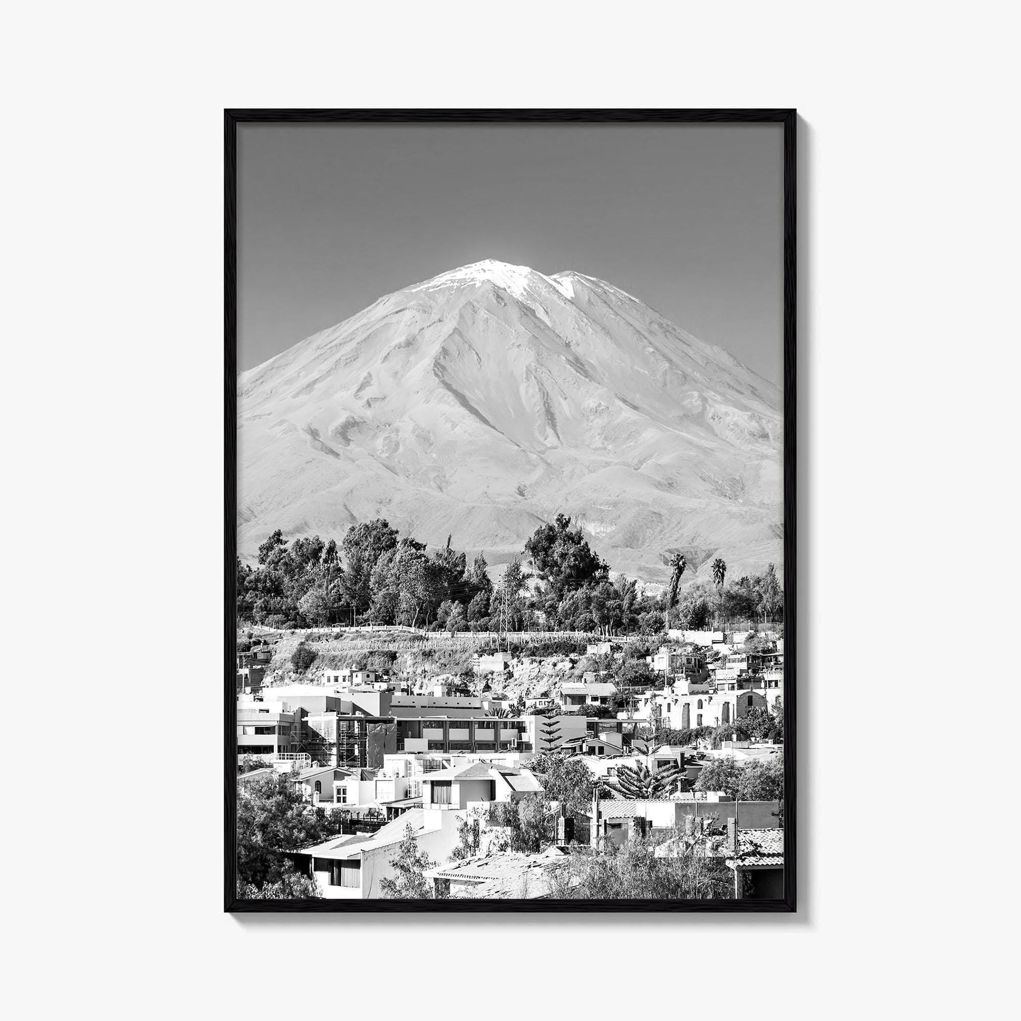 Arequipa Black and White Fine Art Photo Print, El Misti Volcano, Peru Poster