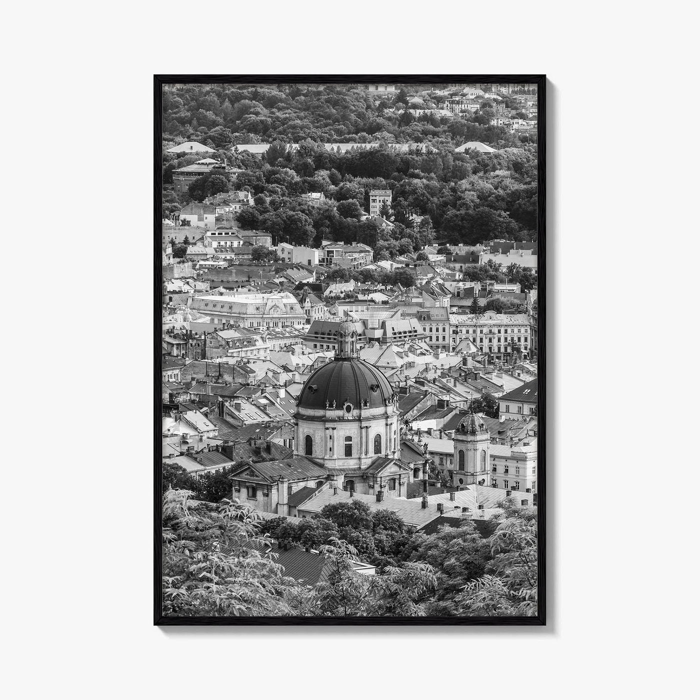 Lviv Black and White Fine Art Photo Print, Historic City Center, Ukraine Poster