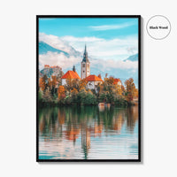 Lake Bled Fine Art Photo Print, Slovenia Poster, Blejsko Jezero, Julian Alps, Island Church