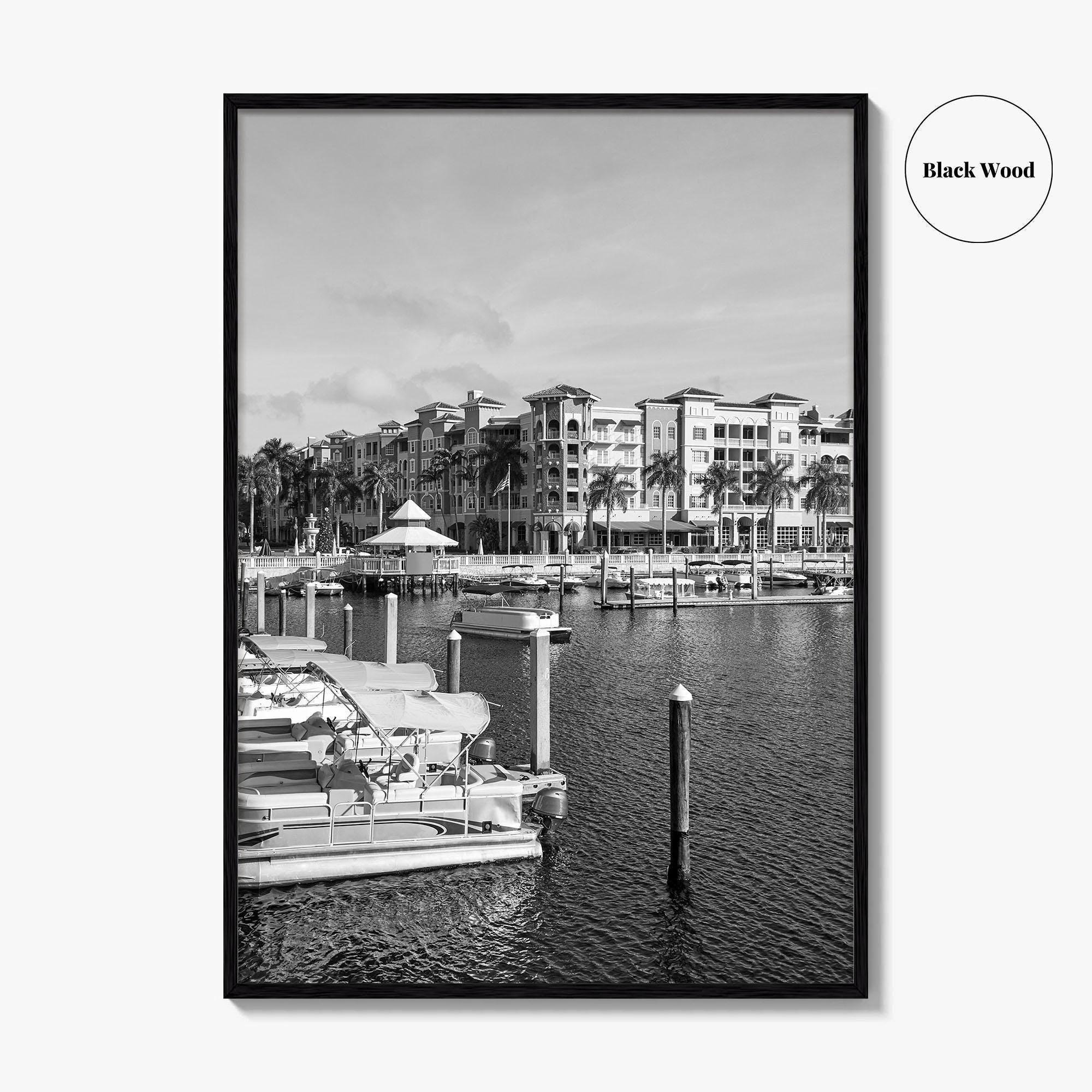 Naples Florida Black and White Fine Art Photo Print, Tamiami Trail Marina Poster