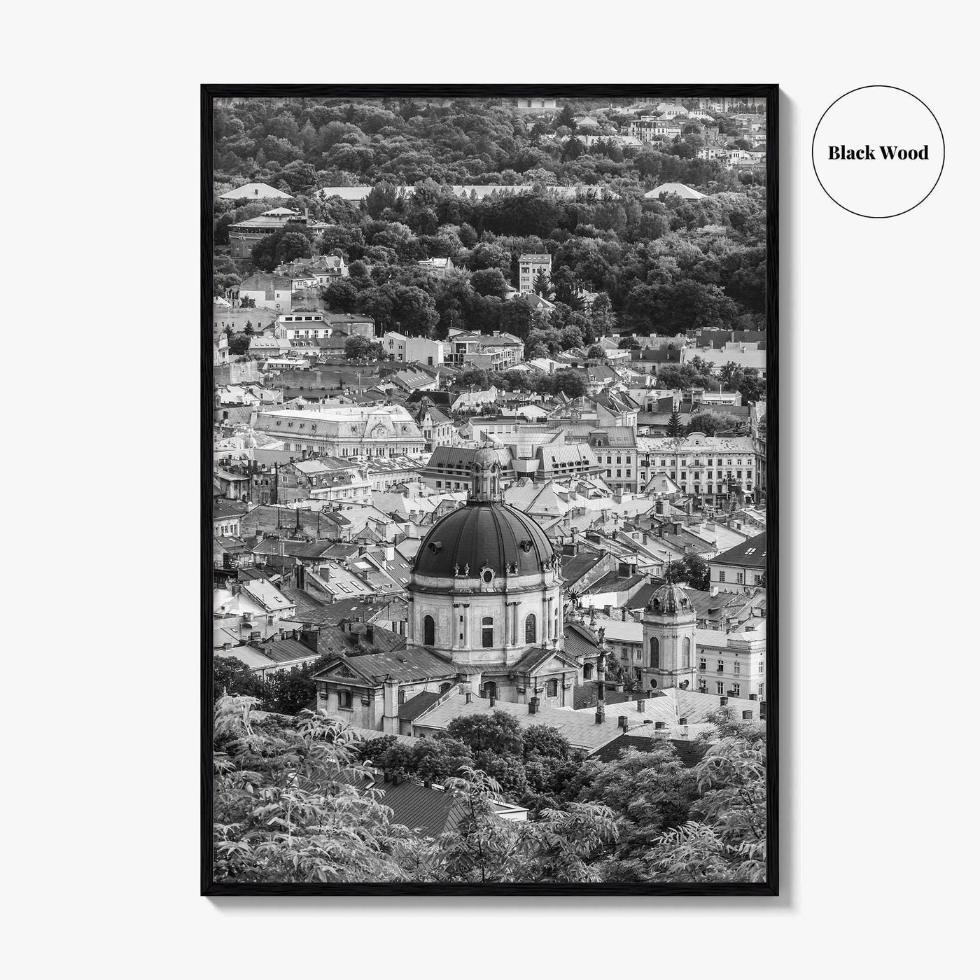 Lviv Black and White Fine Art Photo Print, Historic City Center, Ukraine Poster