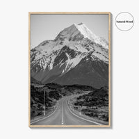 Aoraki Mount Cook Black and White Fine Art Photo Print, New Zealand Poster
