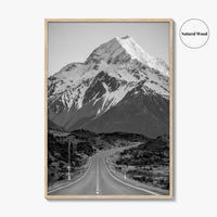 Aoraki Mount Cook Black and White Fine Art Photo Print, New Zealand Poster