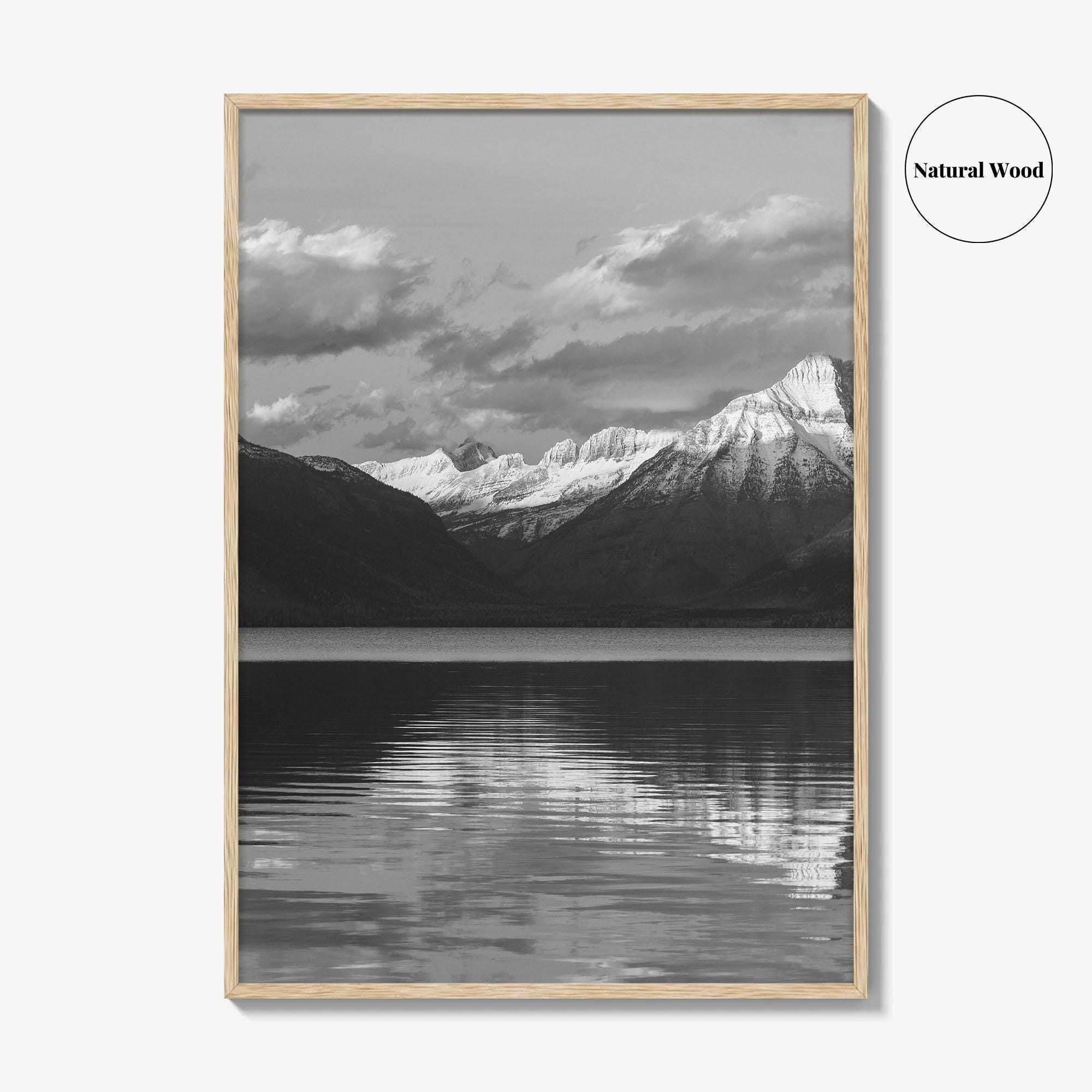 Glacier National Park Black and White Fine Art Photo Print, Montana Wall Poster, USA