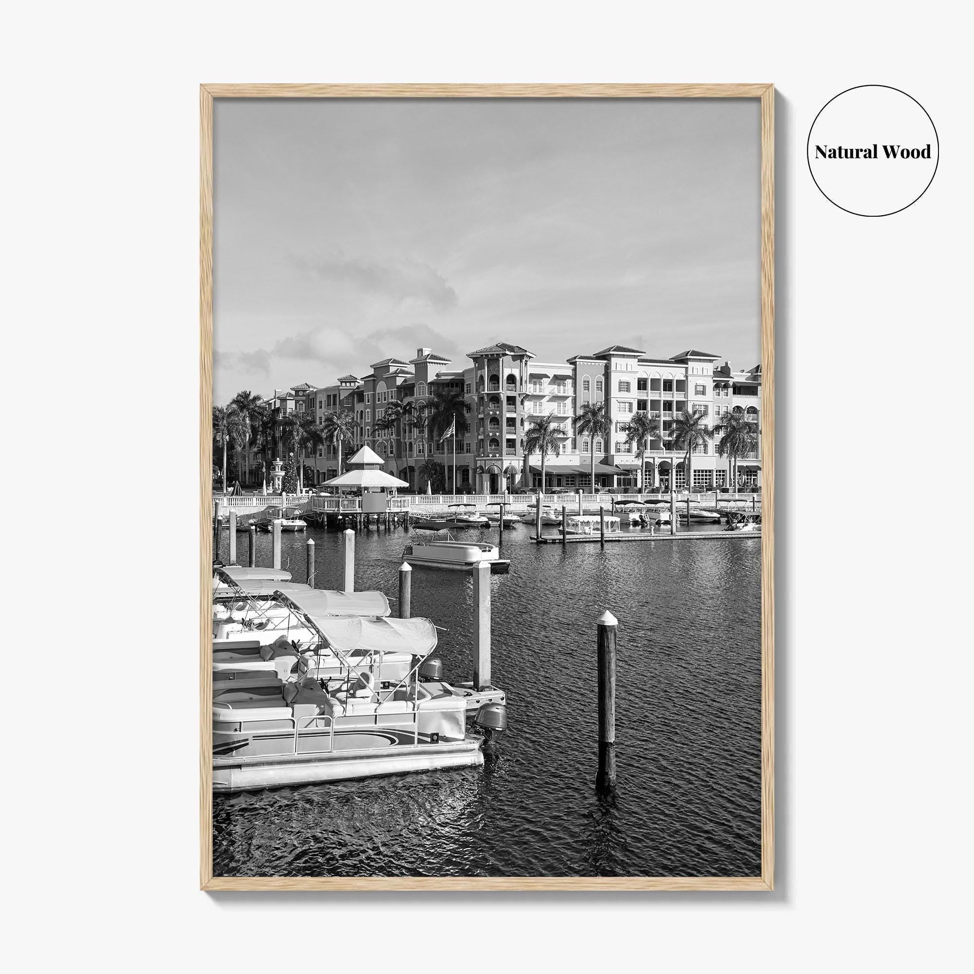 Naples Florida Black and White Fine Art Photo Print, Tamiami Trail Marina Poster