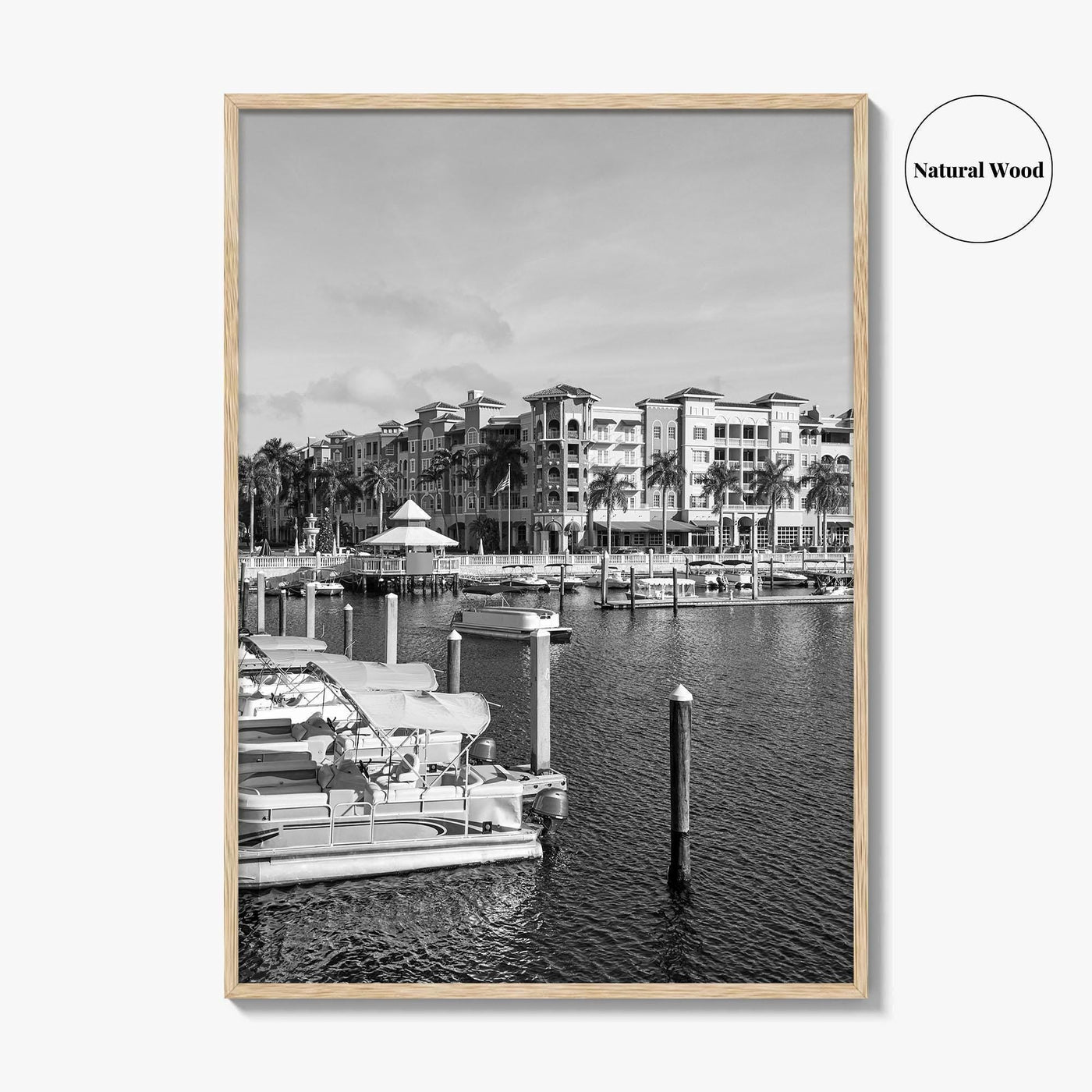 Naples Florida Black and White Fine Art Photo Print, Tamiami Trail Marina Poster