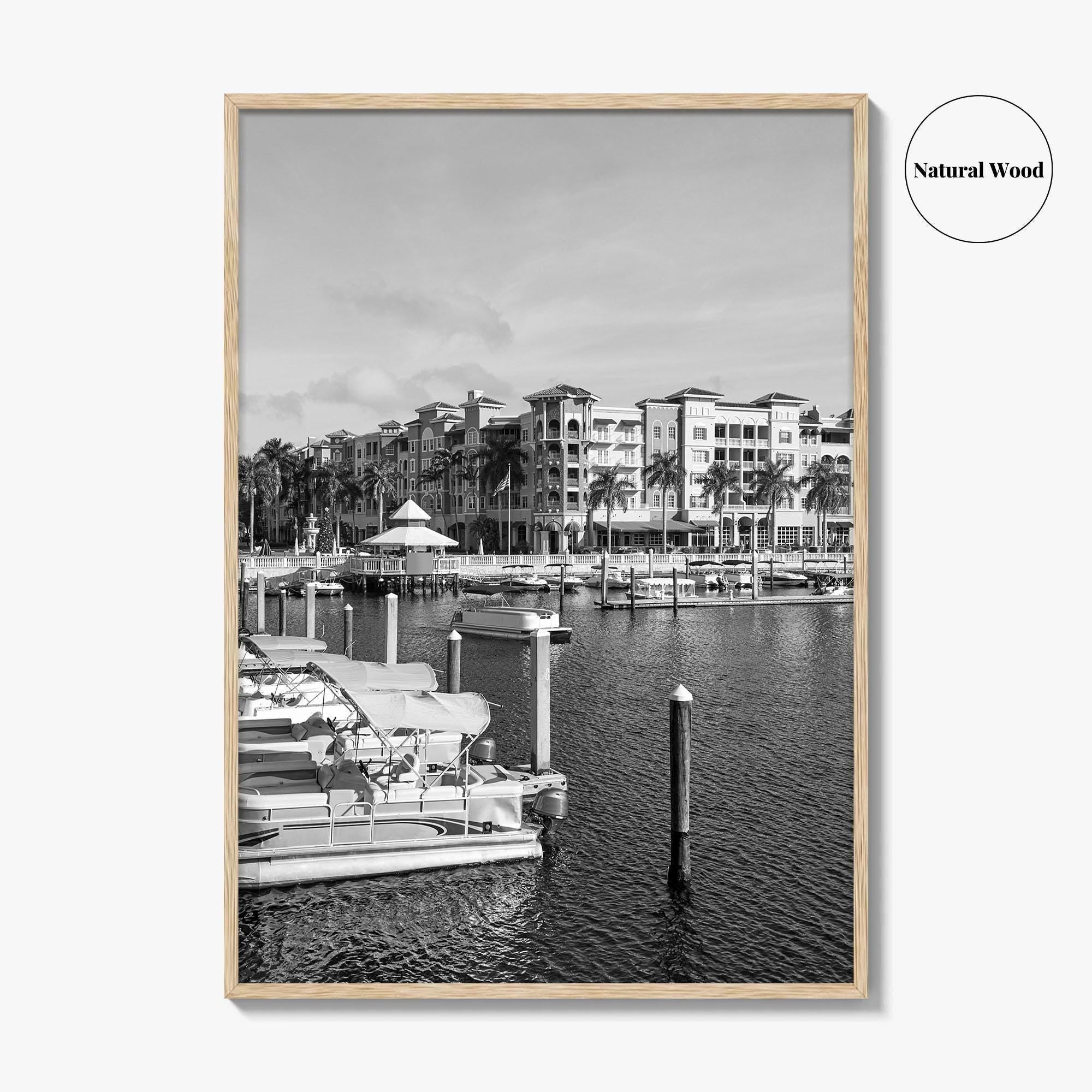 Naples Florida Black and White Fine Art Photo Print, Tamiami Trail Marina Poster