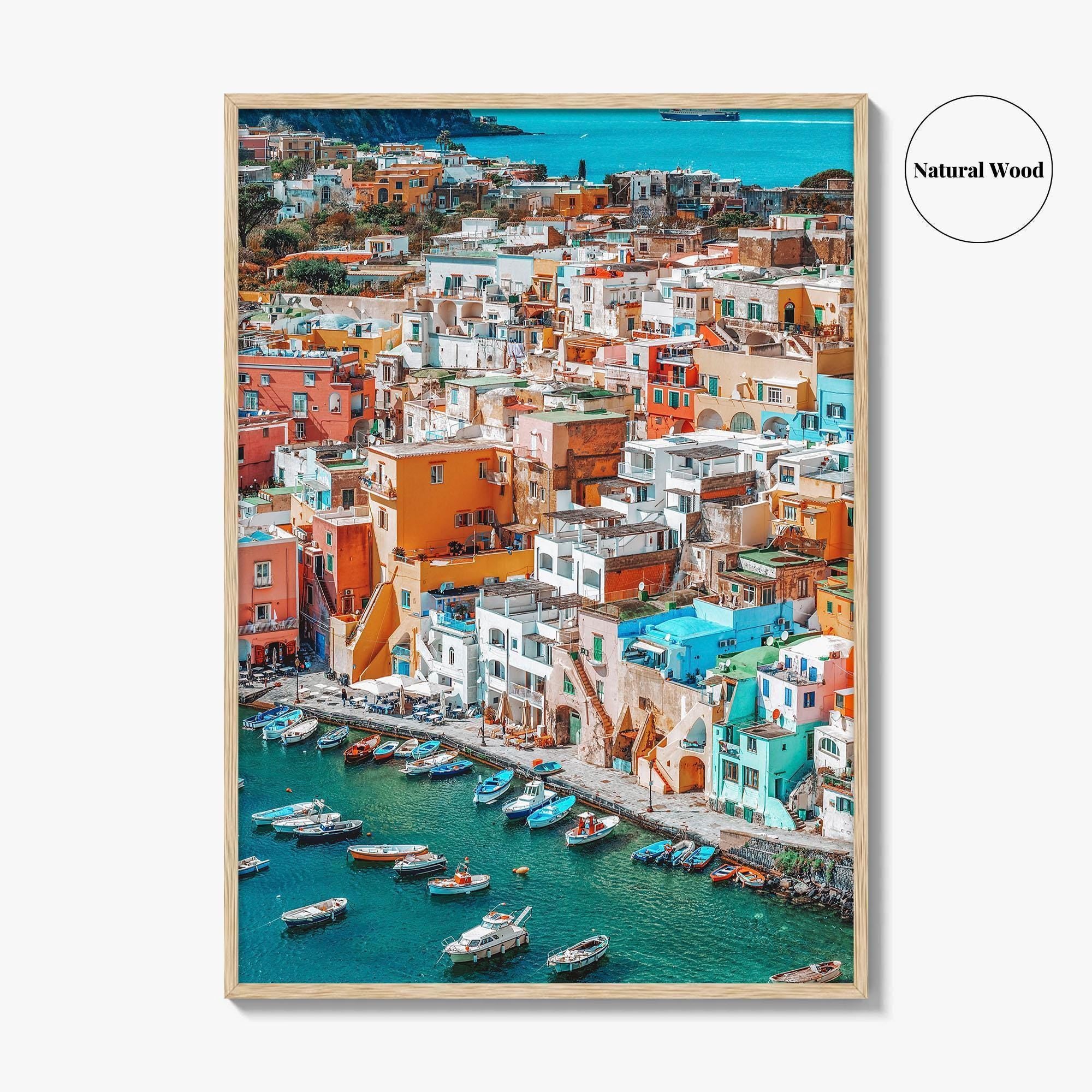 Naples Italy Fine Art Photo Print, Procida Island Old Town Port, Wall Poster