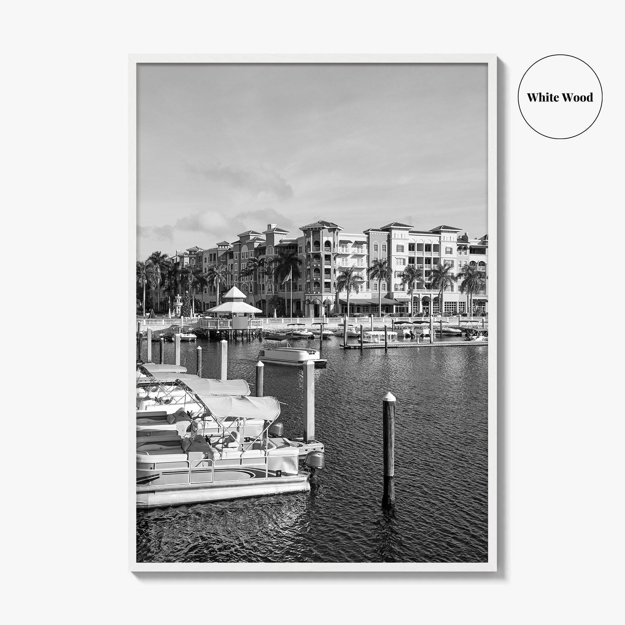 Naples Florida Black and White Fine Art Photo Print, Tamiami Trail Marina Poster