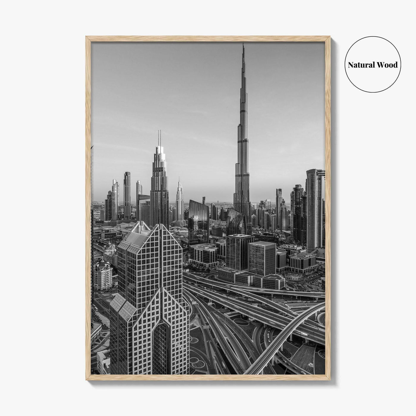 Dubai Skyline Black and White Fine Art Photo Print, Sheikh Zayed Road, UAE Poster