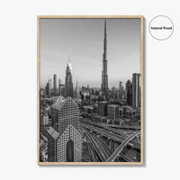 Dubai Skyline Black and White Fine Art Photo Print, Sheikh Zayed Road, UAE Poster