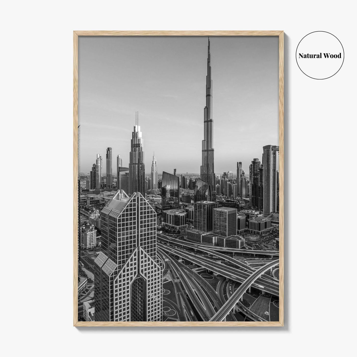 Dubai Skyline Black and White Fine Art Photo Print, Sheikh Zayed Road, UAE Poster