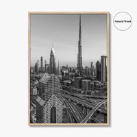 Dubai Skyline Black and White Fine Art Photo Print, Sheikh Zayed Road, UAE Poster