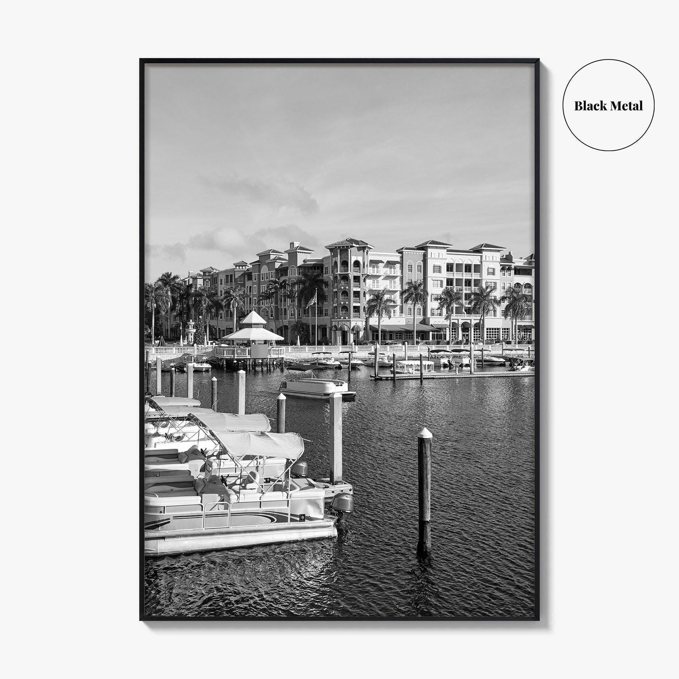 Naples Florida Black and White Fine Art Photo Print, Tamiami Trail Marina Poster