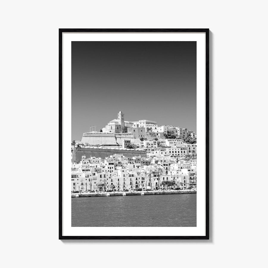 Ibiza Skyline Black and White Fine Art Photo Print, Balearic Islands Spain Poster