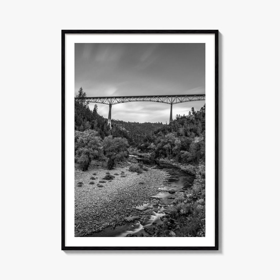 Auburn Black and White Fine Art Photo Print, Foresthill Bridge, Placer County Poster