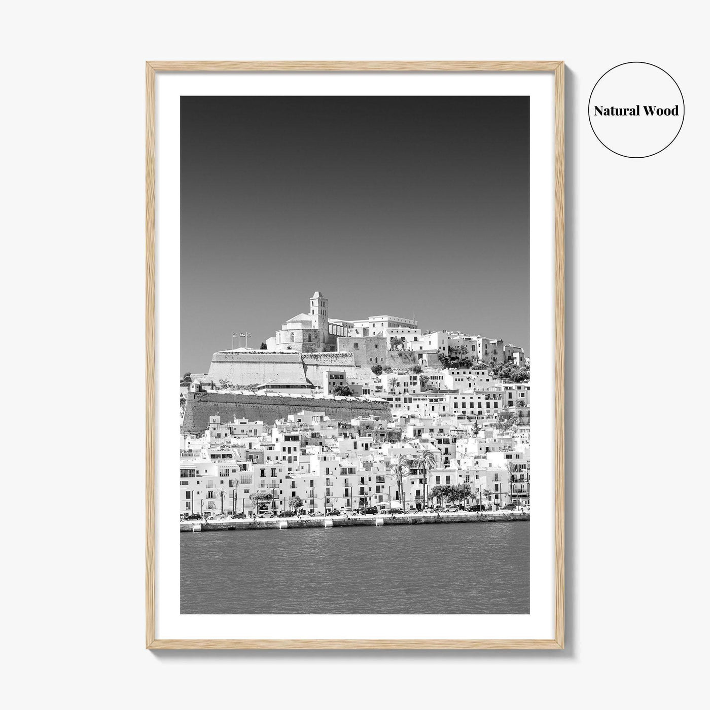 Ibiza Skyline Black and White Fine Art Photo Print, Balearic Islands Spain Poster
