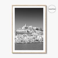Ibiza Skyline Black and White Fine Art Photo Print, Balearic Islands Spain Poster