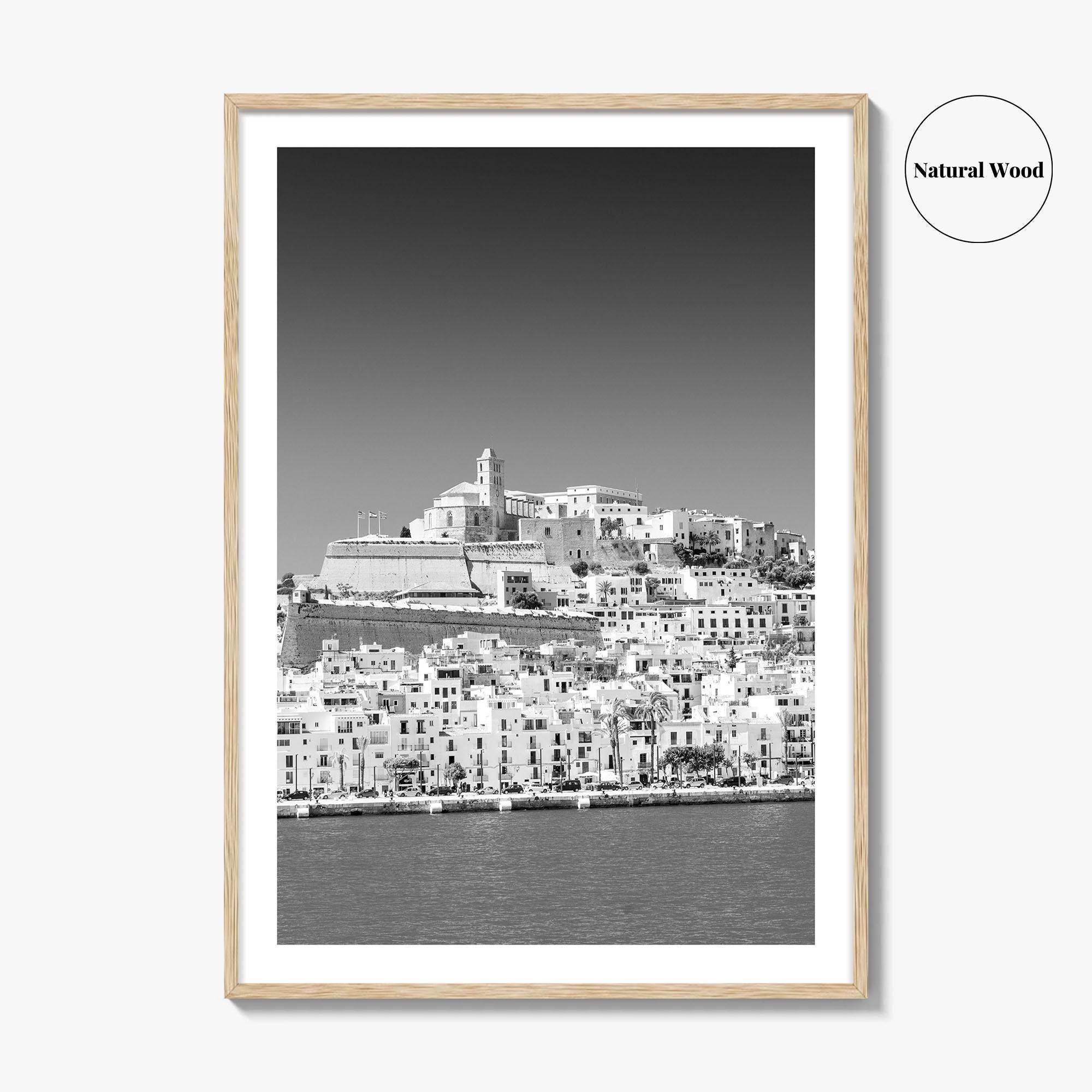 Ibiza Skyline Black and White Fine Art Photo Print, Balearic Islands Spain Poster
