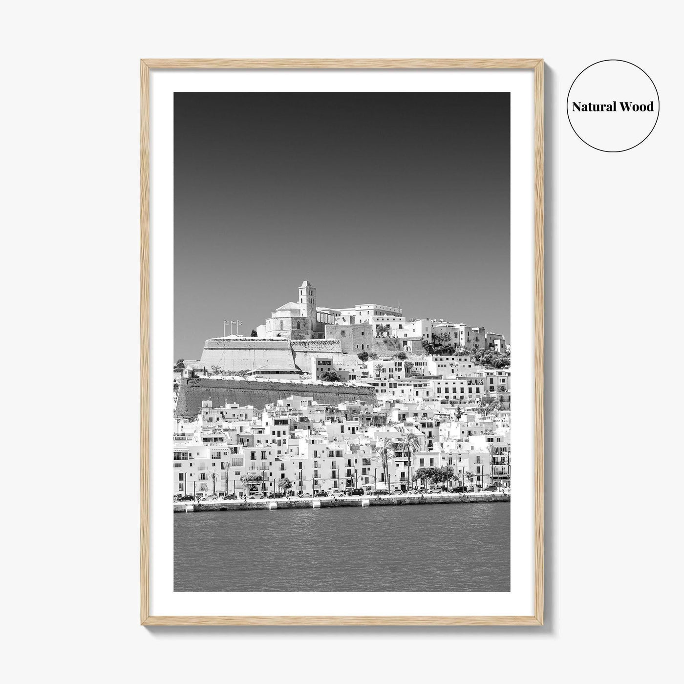 Ibiza Skyline Black and White Fine Art Photo Print, Balearic Islands Spain Poster