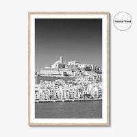 Ibiza Skyline Black and White Fine Art Photo Print, Balearic Islands Spain Poster