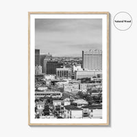 El Paso Skyline Black and White Fine Art Photo Print, Texas Juarez Mexico Poster
