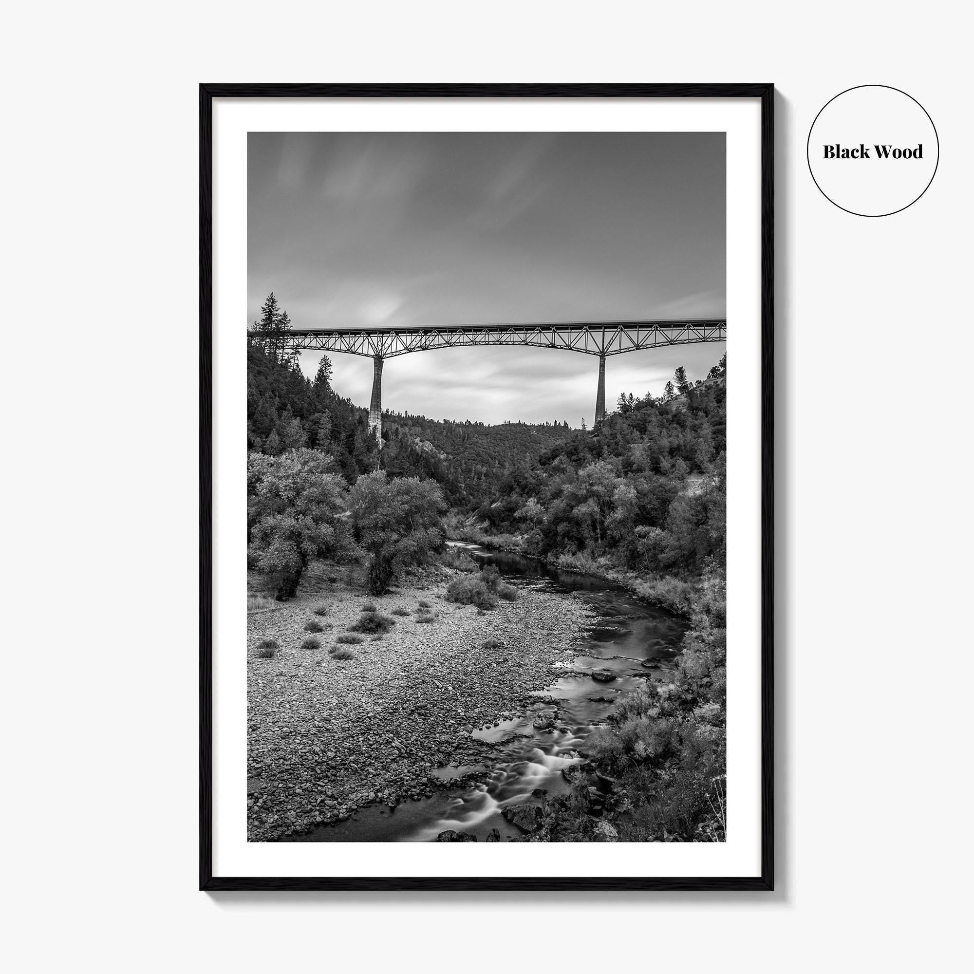 Auburn Black and White Fine Art Photo Print, Foresthill Bridge, Placer County Poster