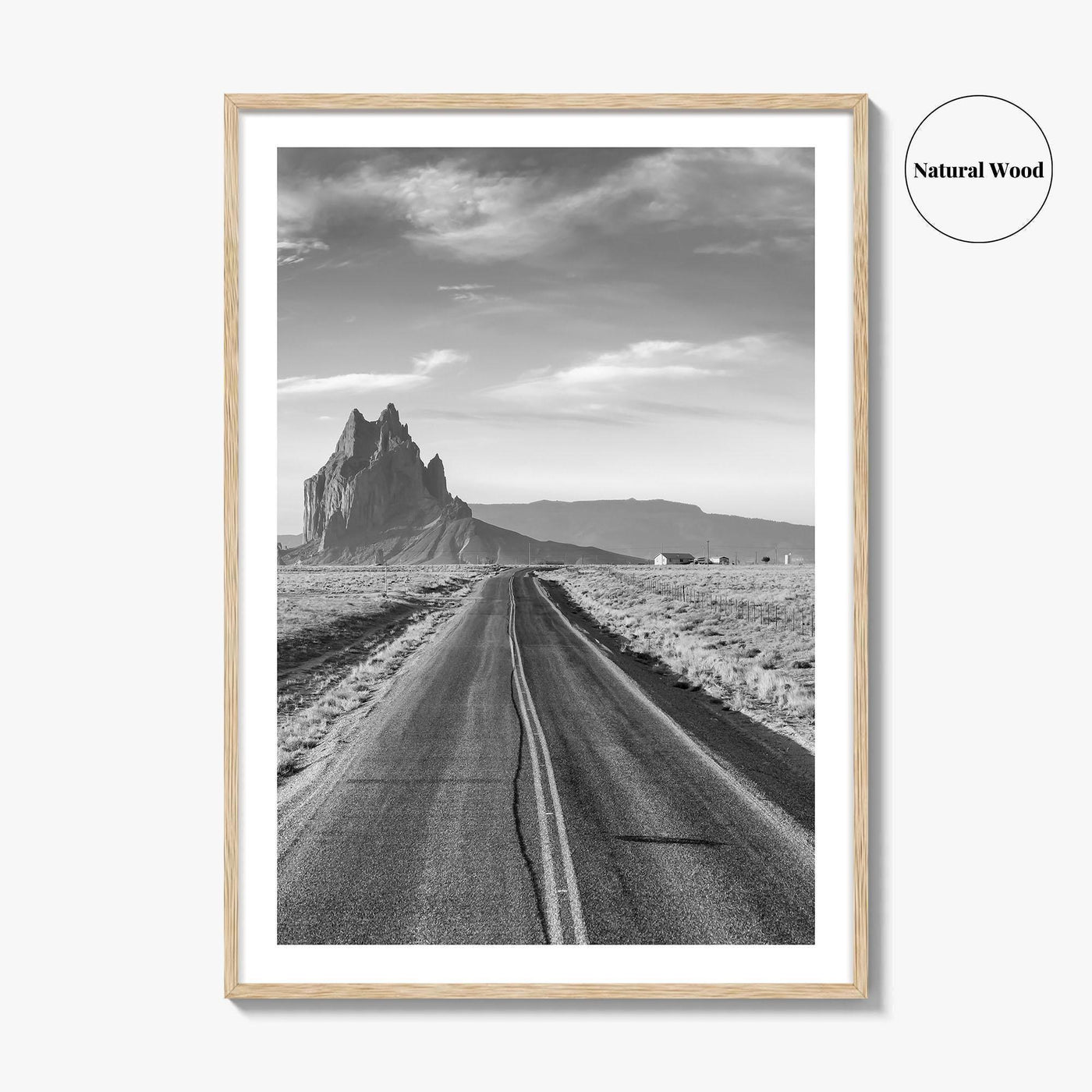 Shiprock New Mexico Black and White Fine Art Photo Print, Navajo Nation Poster USA