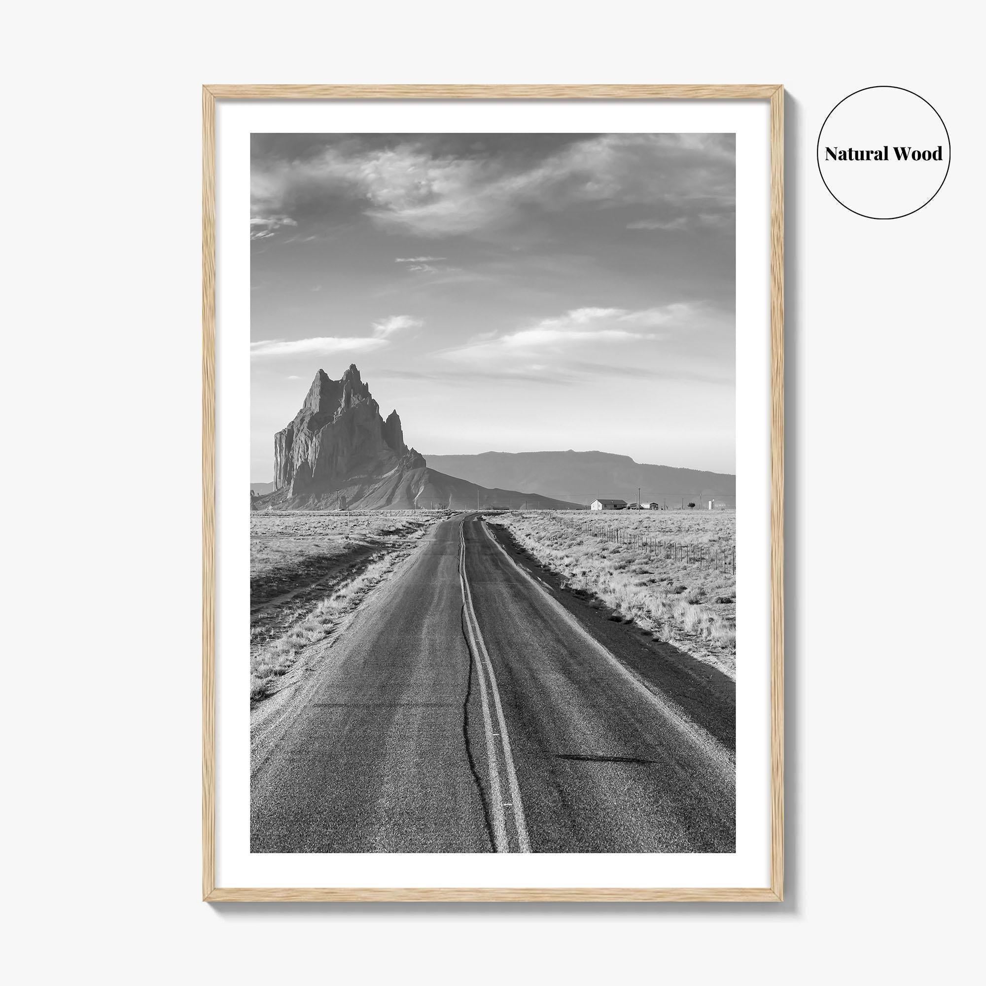Shiprock New Mexico Black and White Fine Art Photo Print, Navajo Nation Poster USA