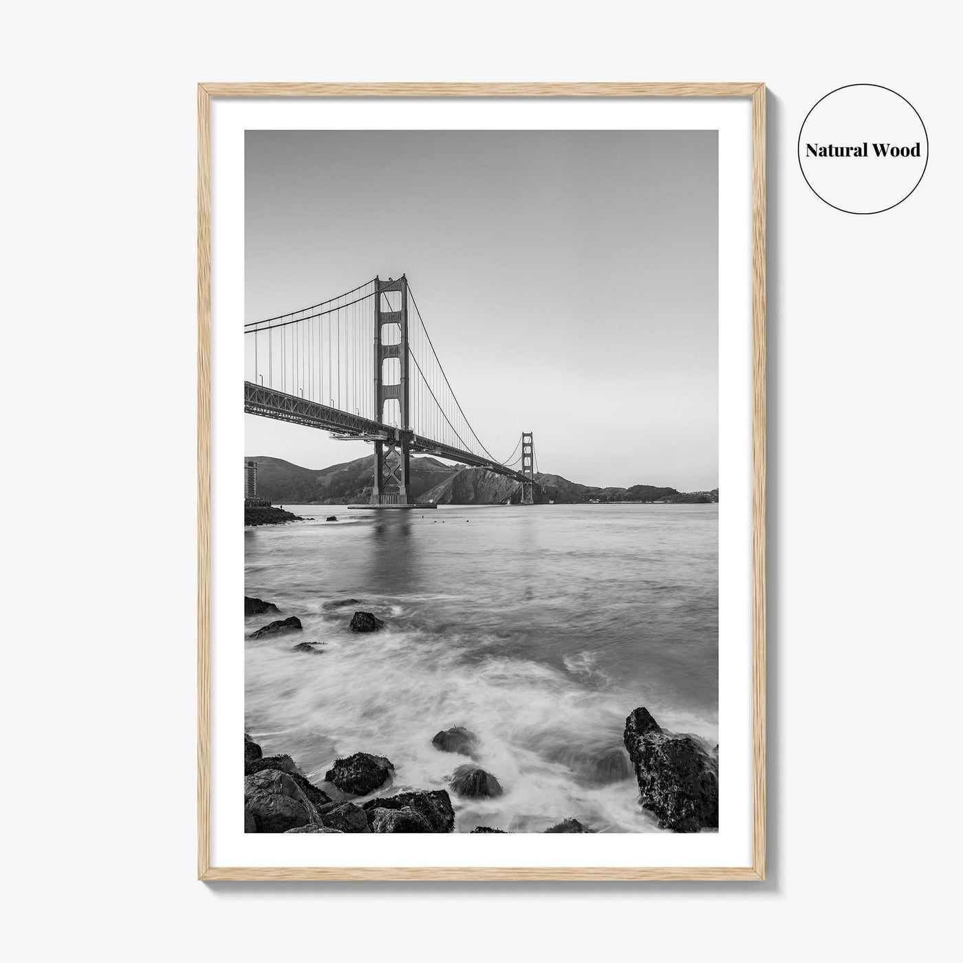 San Francisco Black and White Fine Art Photo Print, Golden Gate Bridge California Poster
