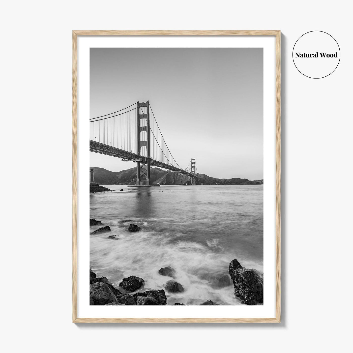 San Francisco Black and White Fine Art Photo Print, Golden Gate Bridge California Poster